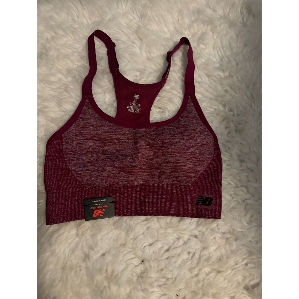 NWT New Balance Sports Bra Maroon Medium Impact L